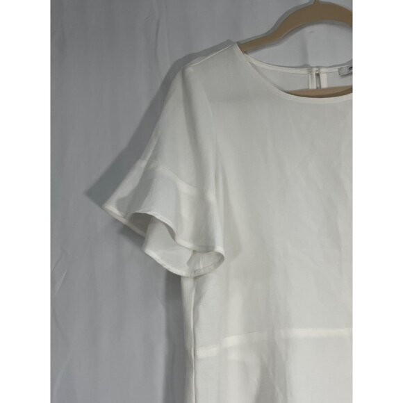 Madewell White Flutter Sleeve Blouse Womens M Polyester Blend Lightweight - Picture 6 of 8